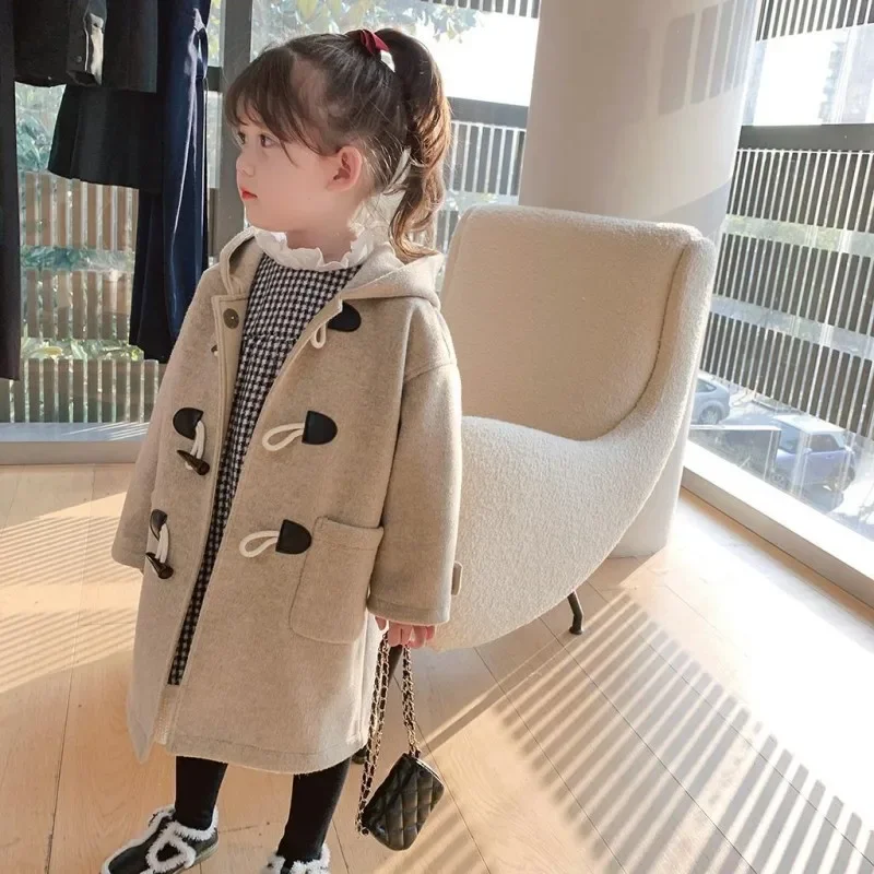 Baby Girls Mid-Length Warm Coats New Autumn And Winter Children'S Clothing Korean Lapel Fashion Overcoat Kids Jackets New Style