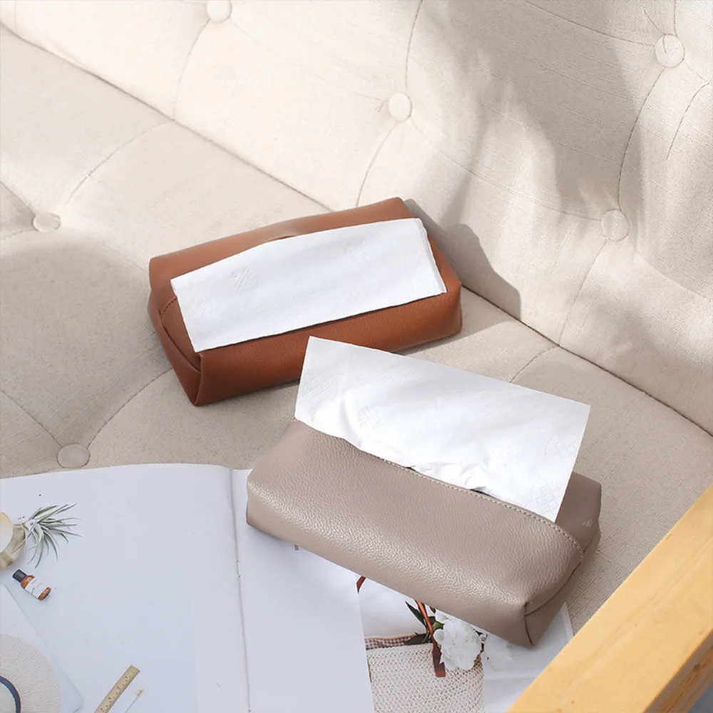 Creative Leather Tissue Box Nordic Simple Home Living Room Light Luxury Tissue Box Bedroom High-end Paper Tissue Box 3