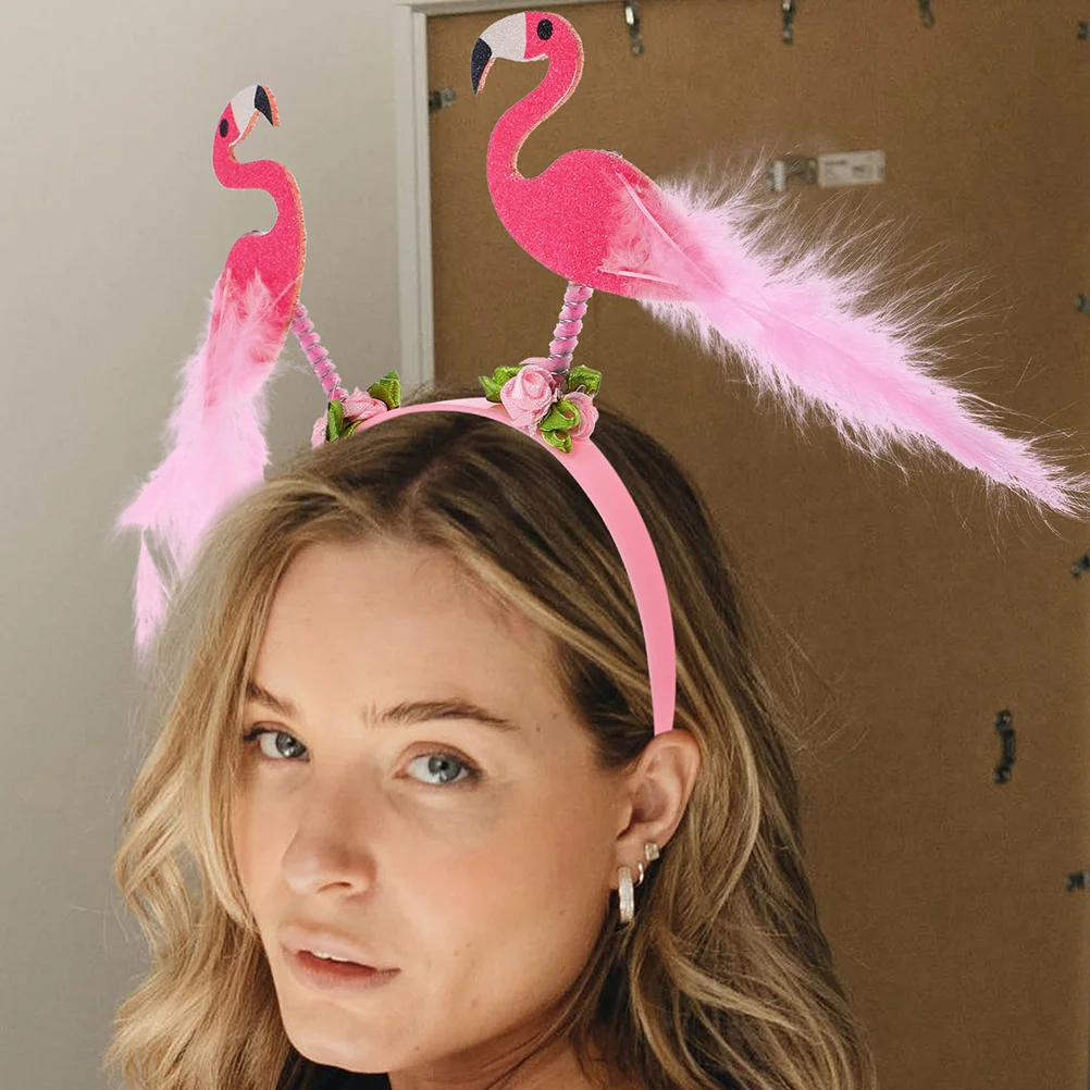 

2pcs Flamingo Headbands Summer Bopper Headdress Carnival Tropical Theme Party Hair Accessories