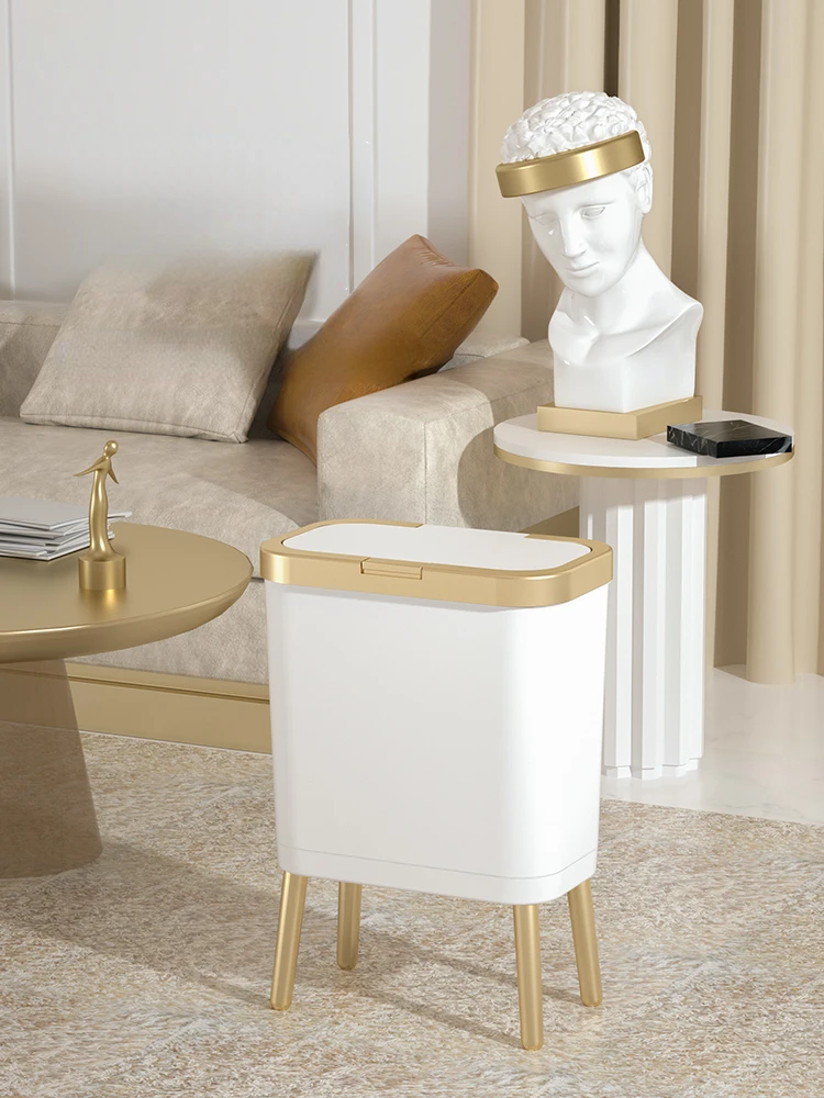 

Luxury Garbage Bin Nordic Creative Living Room Large Capacity Press Plastic Trash Can Cover Paper Basket Kitchen Cleaning Tools
