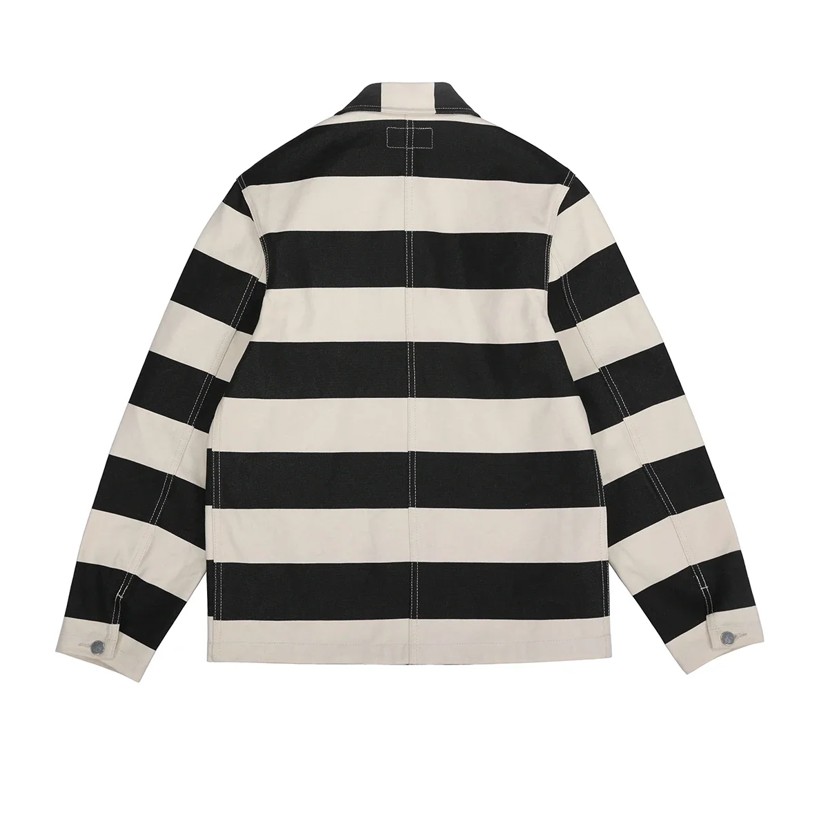 BOB DONG 16oz Canvas Striped Biker Jacket Spring Men Unlined 3-Pocket Chore Coat 2