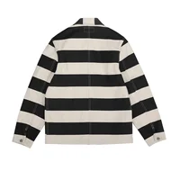 BOB DONG 16oz Canvas Striped Biker Jacket Spring Men Unlined 3-Pocket Chore Coat 2