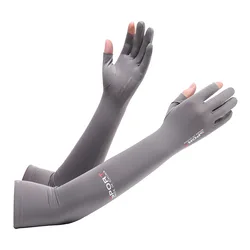 UV Protection Cooling Arm Sleeves and Gloves (Men Gray)