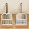 Stainless Steel Cat Litter Scoop Wooden Handle Hollow Design Pet Waste Picker Large Nonstick Surface Waste Removal Sifting Tool 5