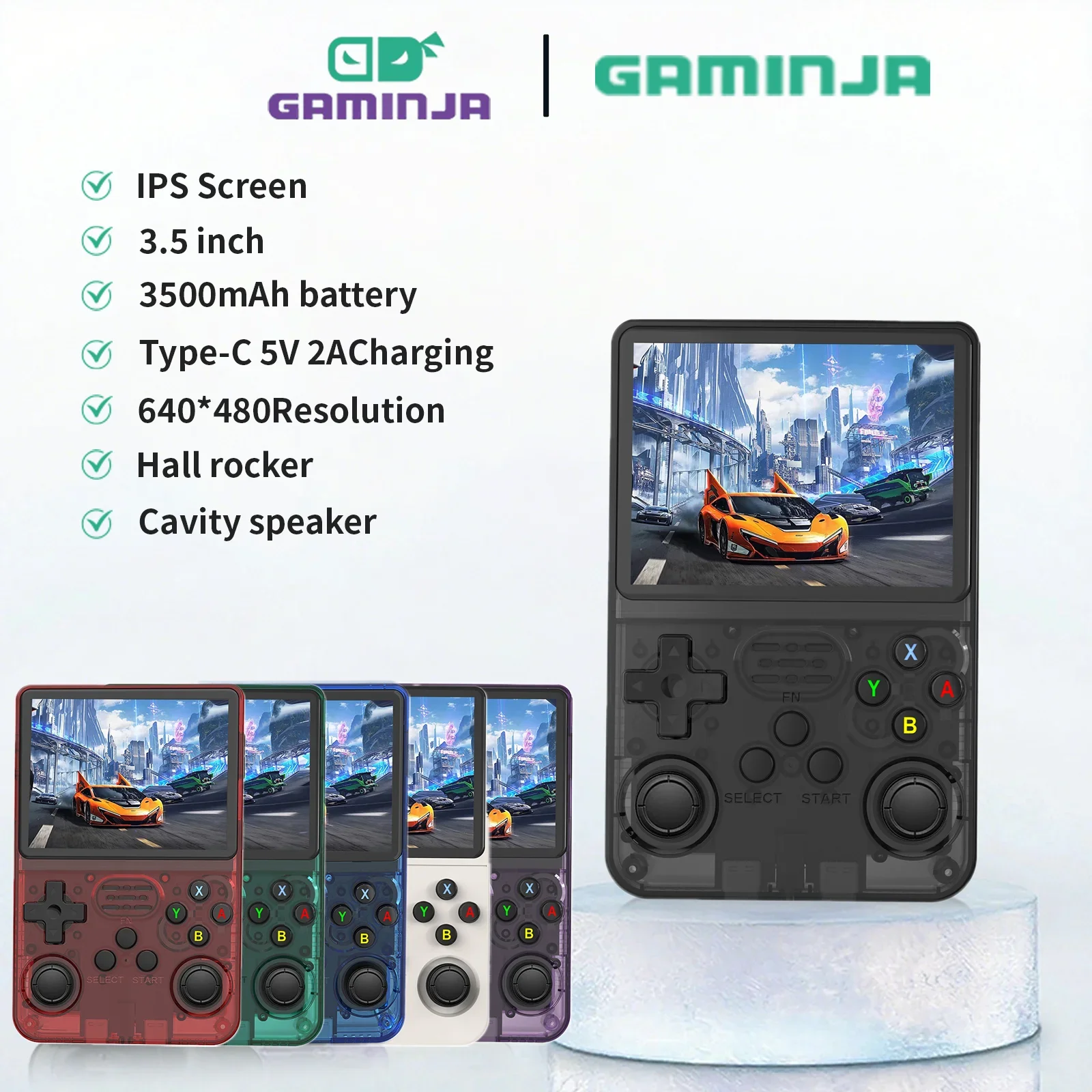 GAMINJA R36S 휴대용 게임 콘솔 3.5인치 IPS 640x480 화면 내장 ..