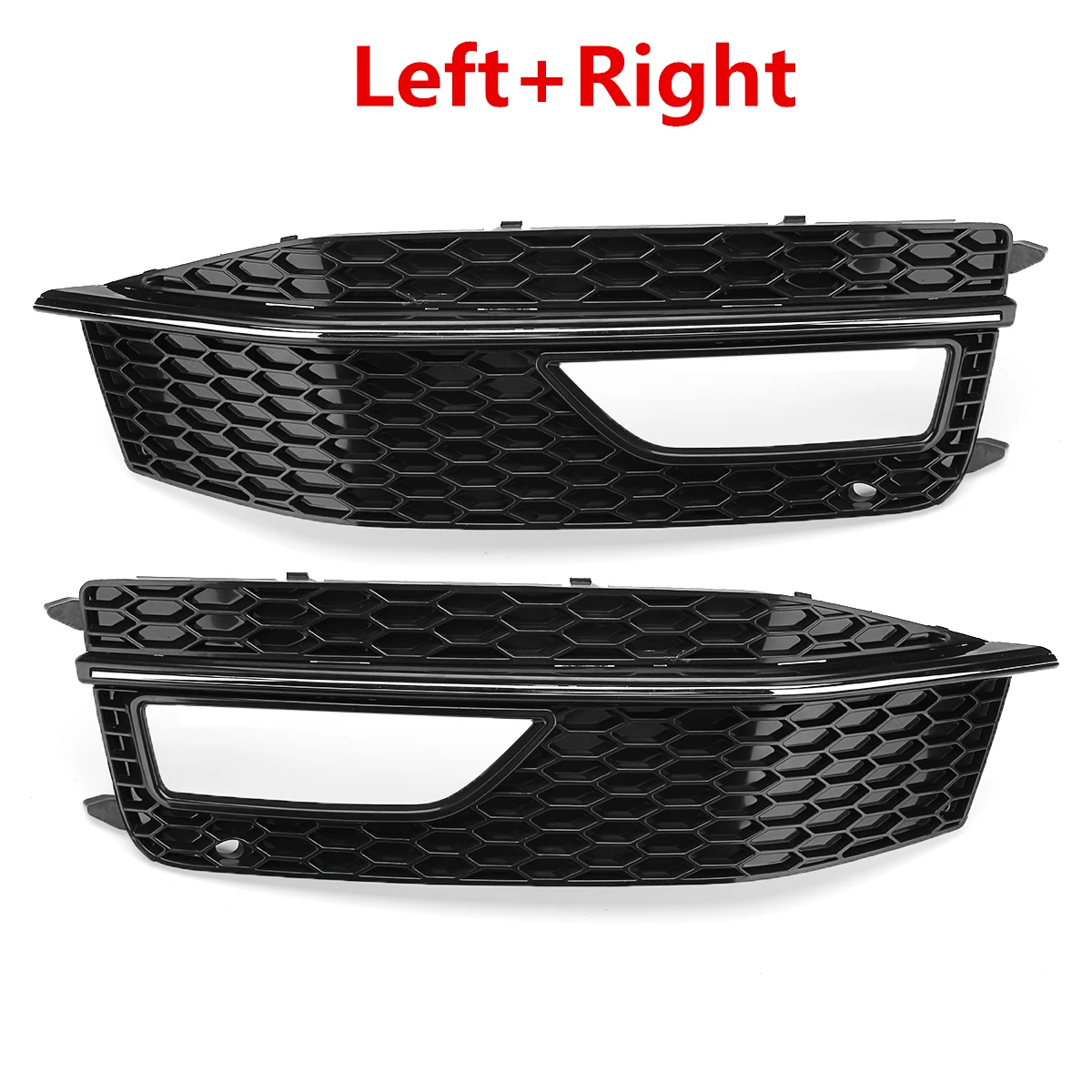 Paar schwarz/chrom Frontstoßstange unten Nebelscheinwerfer Grillgitter für Audi A4 B8 S-Line S4 2012 2013 2014 2015 8K0807681P 8K0807682P – Detail 4
