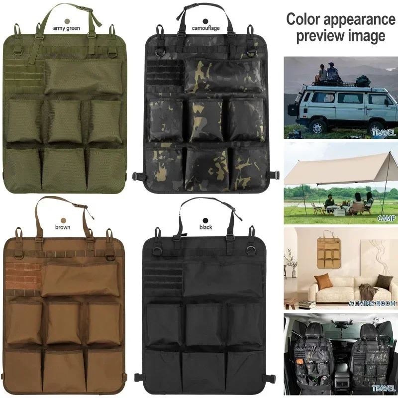 Seat Back Storage Bag Car Seat Storage Organizer Tactical Camo Hanging Bag Car Stowing Tidying Pocket Interior Accessory