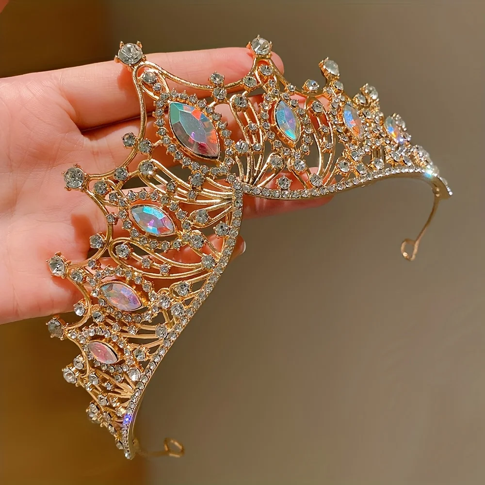 Kids Headwear Golden Crown Headband Sweet Princess Little Girl Party Catwalk Crown Headband 1Pcs