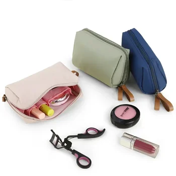 New Simple Women Cosmetic Bag Solid Color Korean Style Makeup Bag Pouch Toiletry Bag Waterproof Makeup Organizer Case Luxury 1