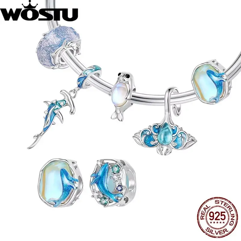 WOSTU 씰 참 드리미 웨일 비즈 해머헤드 상어 펜던트 여성용 팔찌 DIY 여름 고급 주얼리 선물