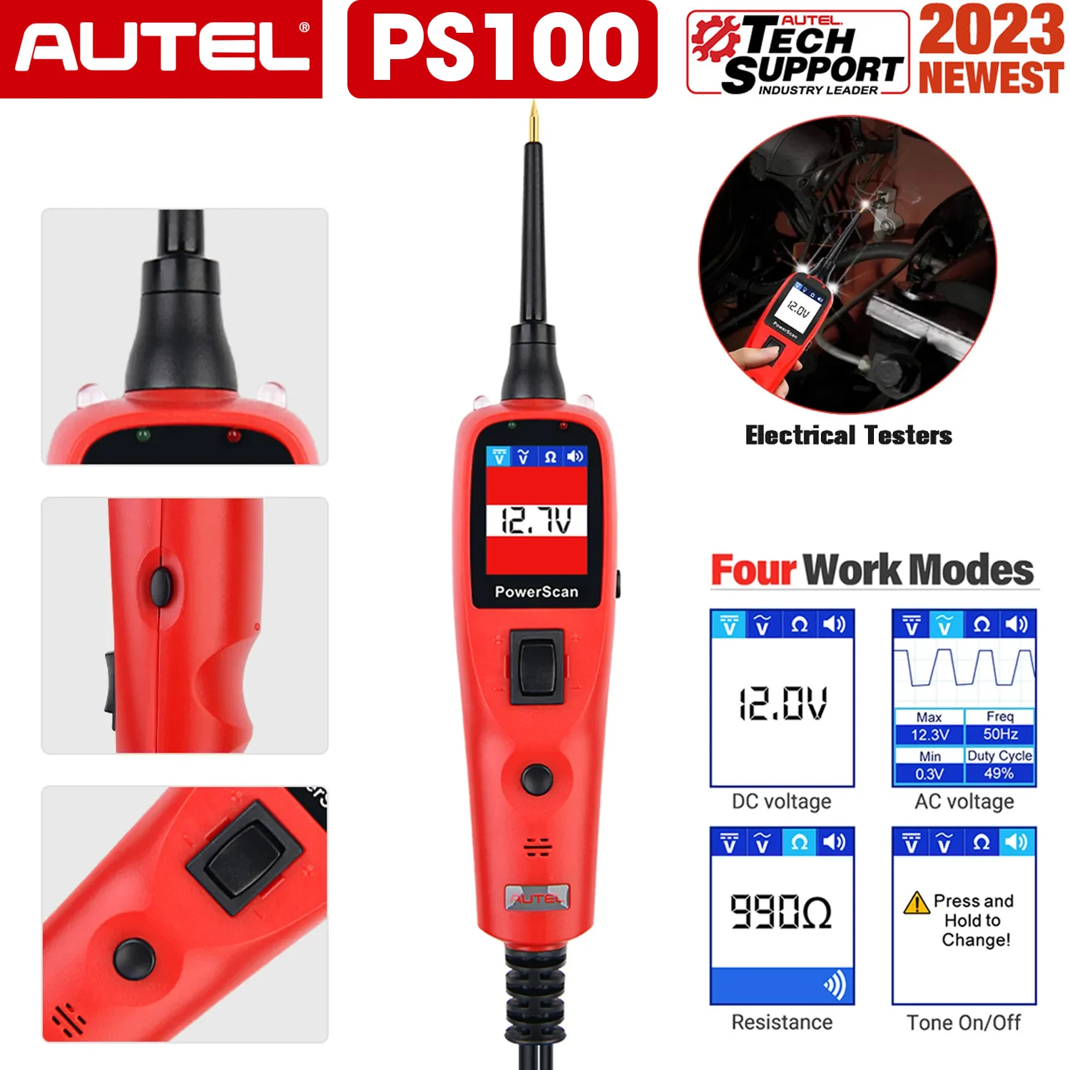 Autel PowerScan PS100 12V/24V Accurate Circuit Tester Probe Kit Electrical System Diagnostics Tool Check Circuitry