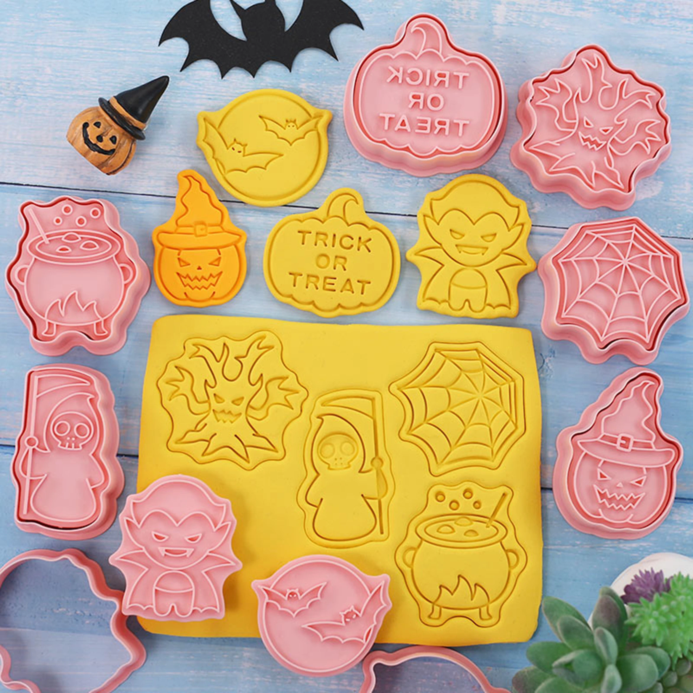 8 Teile/satz Halloween Cookie Formen 3D Kürbis Geist Keks Harz Form Cookie Küche Backen Backformen Werkzeug Halloween Party Decor – Detail 13