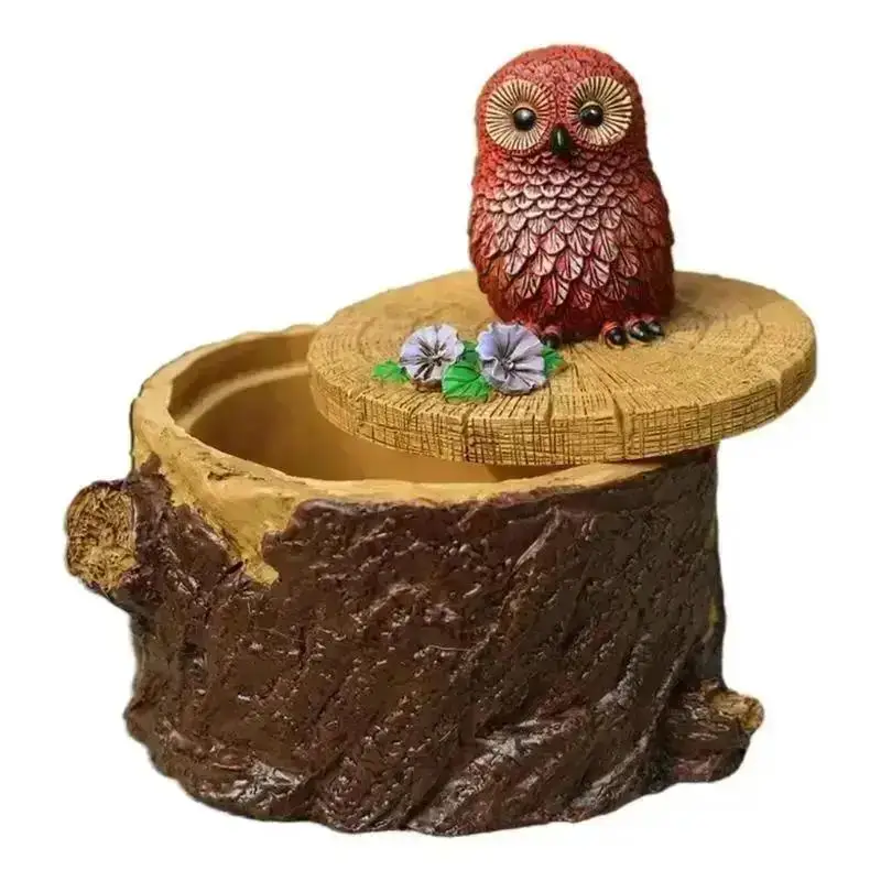 Cigarettes Ashtray With Lid Windproof Animal Resin Statue Crafts Ornaments Home Decoration Office AshtrayGift Kitchen Accessory