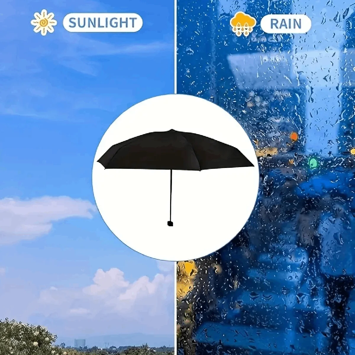 Simple Travel Portable Ultra-light Sixfold UV-resistant Mini Umbrella 1pc