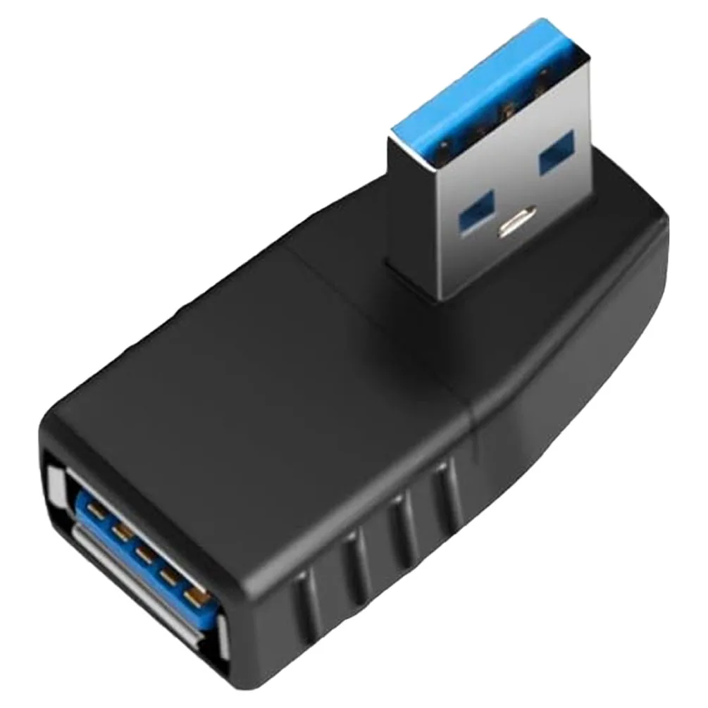 90 ° 4-Wege-USB-3.0-Adapter – Konverter Typ A-Stecker auf Buchse mit vertikalem/horizontal abgewinkeltem Design – Schwarz