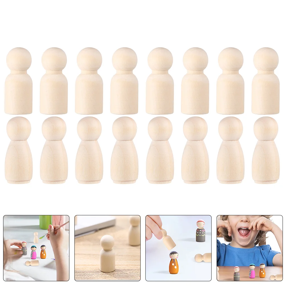 

50pcs Unfinished Wooden Peg Dolls Wooden DIY Graffiti Small Puppets Crafts