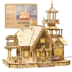 Illuminated 3D Wooden Puzzle Castle - DIY Model Kit (With USB Light)