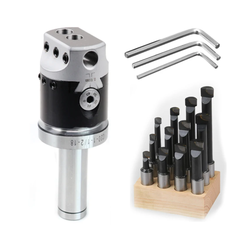 Testa Di Alesatura Per Tornio E Fresatrice – Diametro 62 Mm, Codolo R8, Precisione 0,01 Mm, Set Completo Con Utensili E Portaferramenta 45°