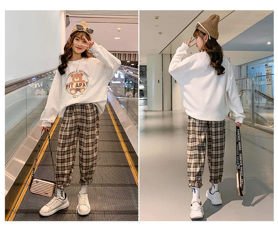 children's clothing sets expensive Girls Suit Sweatshirts +Pants Cotton 2Pcs/Sets 2022 Plaid Spring Autumn Thicken Comfortable Suits Sets Kid Baby Children Clothin baby pajamas for a girl