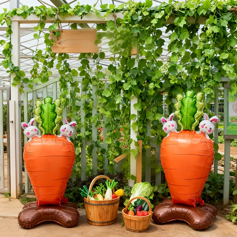 2 Stück Oster-Karotten-Folienballons, perfekt für Osterdekorationen, Partys und Geburtstagsfeiern – Detail 4