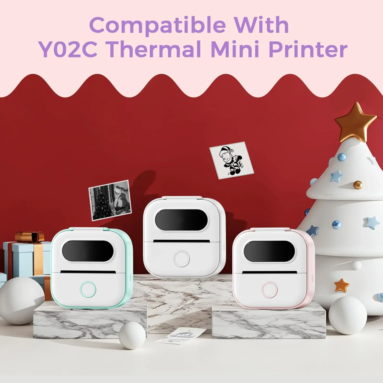 Mini Thermal Paper Stickers Width 53mm,Total Length 3.5m,Compatible With M02/T02 Wireless Bluetooth Inkless Printer Photos Notes