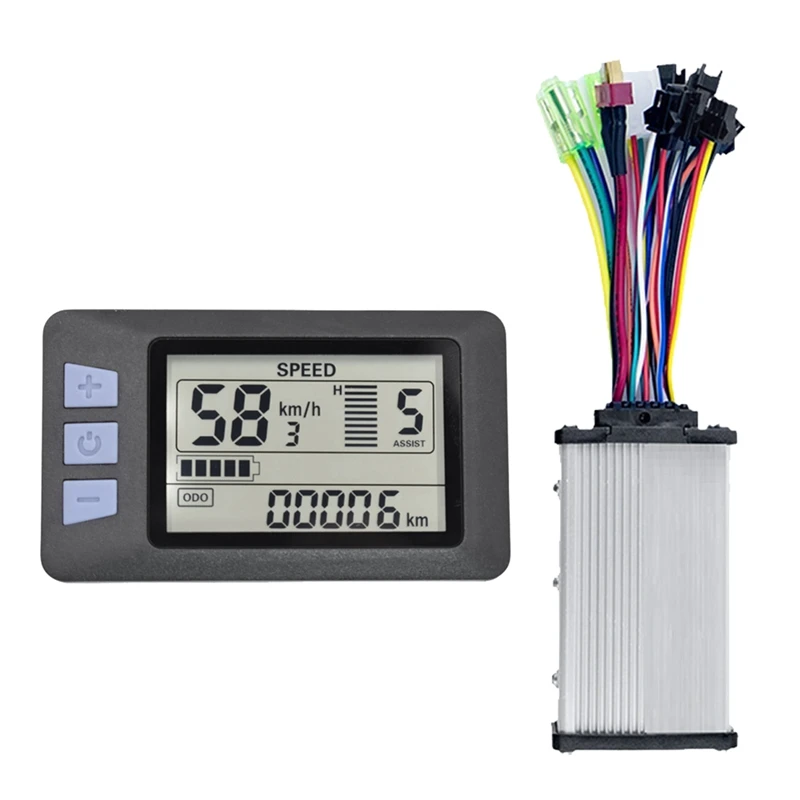 

P3H LCD Display Dashboard+36V 350W Sine Wave Controller 24V 36V 48V 60V Electric Bike Meter For Electric Scooter