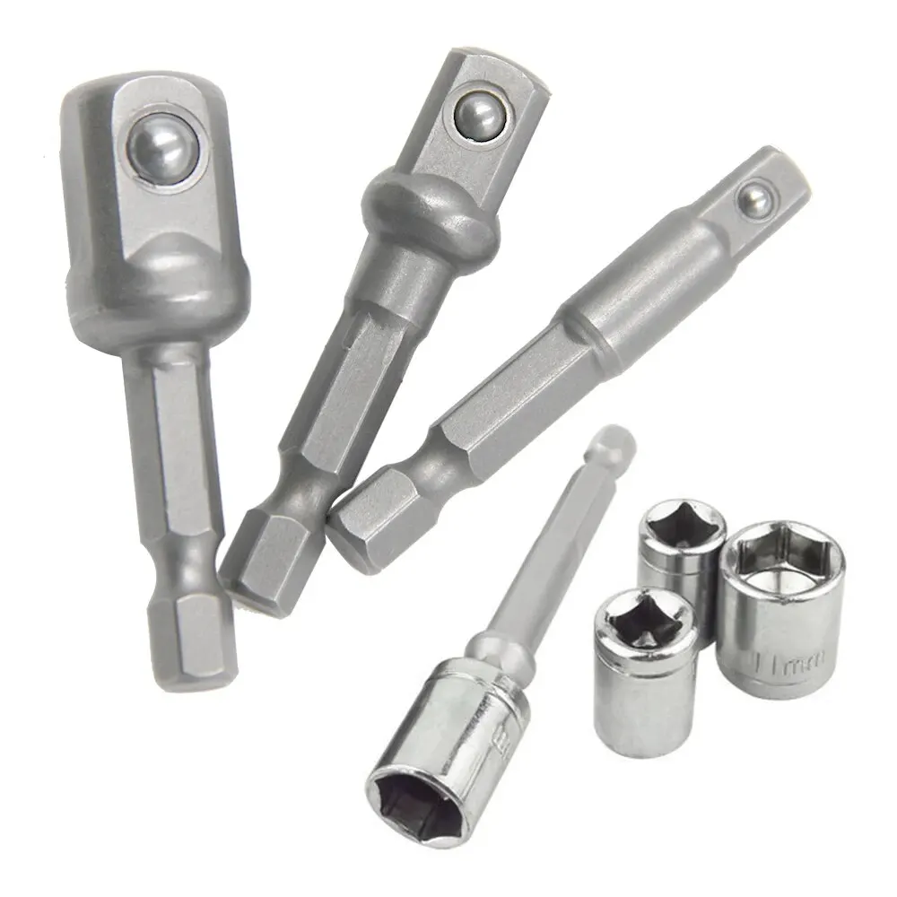 Electric Screw 8pc Natural Color 1/2 Hexagonal Handle Adapter 3/8 Square Head 1/4 Extension Rod Tool Sleeve Accessory Set