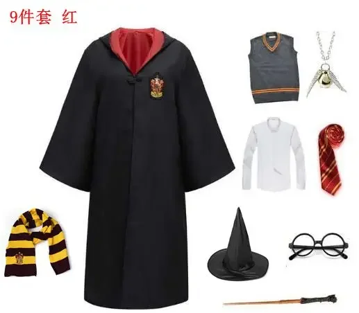 thumbnail image 1 of Nueva capa mágica, bata, disfraz de Hermione Granger, disfraz de Harry Potter, bufanda LED, gafas, ropa de Cosplay de Gryffindor, accesorios de regalo, 1 of 5