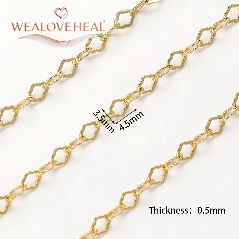 1 Meter/Packung 18 Karat vergoldete Messing-Rhombuskette für die Schmuckherstellung, Halskette, Armbänder, Kette, Schmuckherstellungszubehör – Detail 16