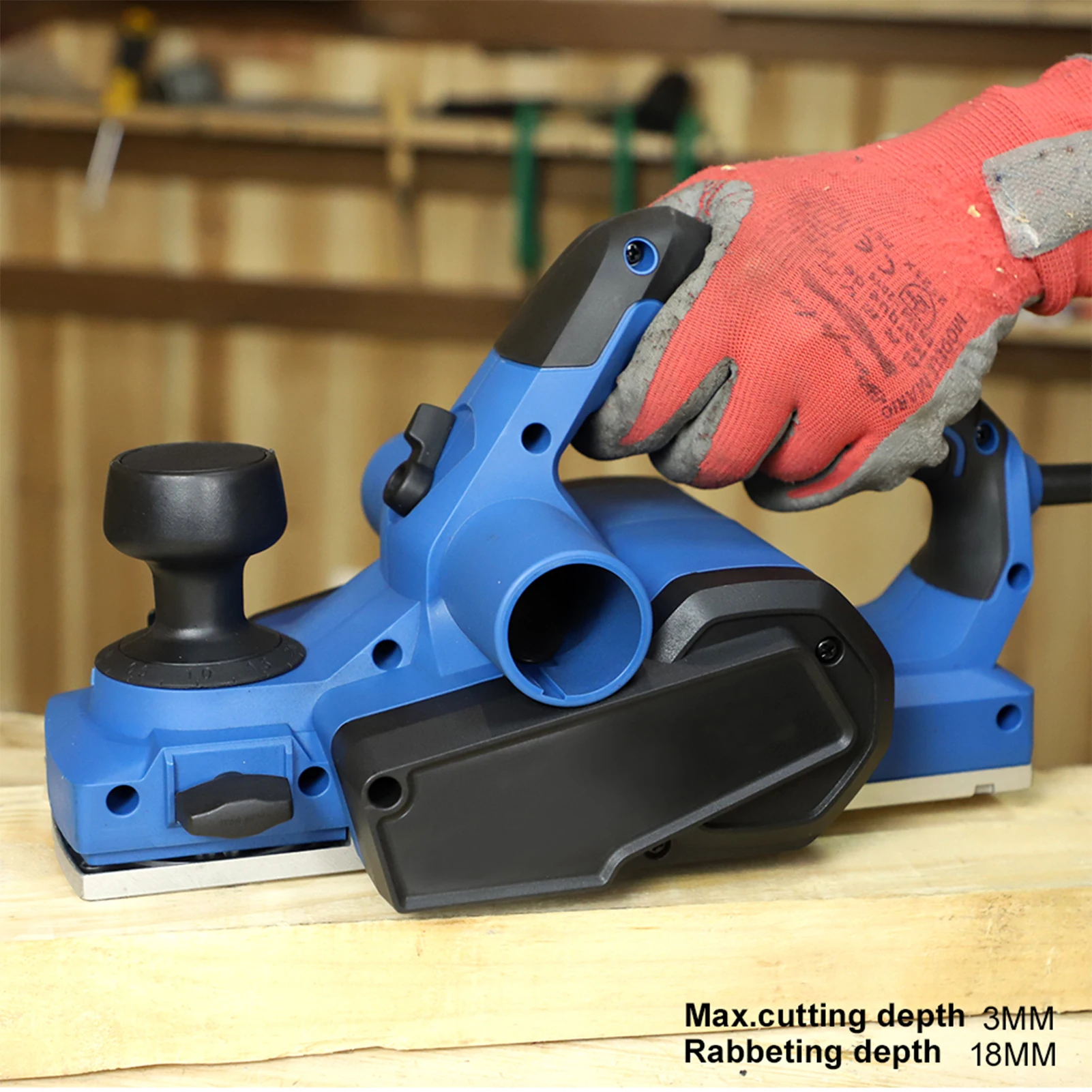 Geevorks 17000RPM Rechargeable Electric Planer 710W 3-1/4 Inch Handheld Wood Cutting Machine Tool Carpenter with Wrench 5