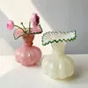Glass Vase Pumpkin Shape Wave Edge Retro European Hand-made Glass Vase Floral Arrangement Accessories Terrarium Flower Vases 1