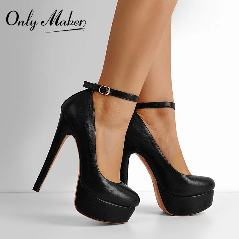 Onlymaker Women Platform Mary Jane Pumps Ankle Strap Stiletto High