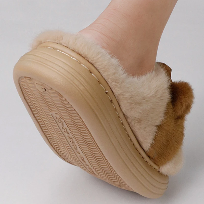 Cartoon Cat Cotton Slippers for Women Cute Pink Fluffy Indoor Women's Home Slippers Winter 2025 Thick Sole Anti Slip Shoes Woman