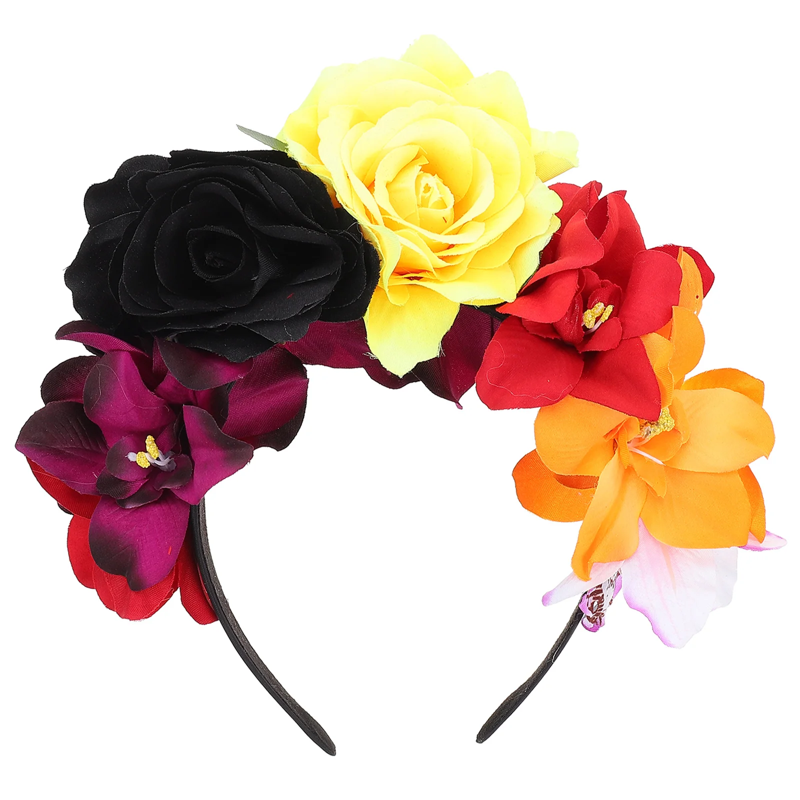 

Headband Flower Design Hair Clasp Roses Day of Dead Mexican Flower Headband Fabric Halloween