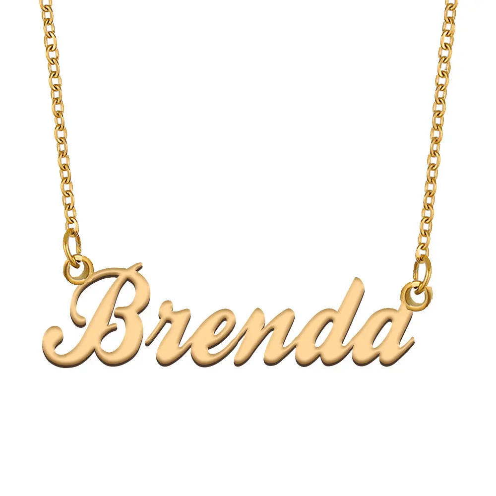 

Ожерелье Brenda с именем для женщин, ювелирные изделия из нержавеющей стали, позолоченная табличка, цепочка с кулоном, подарок для матери, девушки