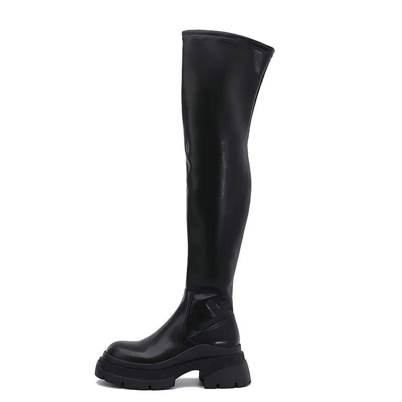 Women Sexy Boots Platform Punk High Thin Heels Over The Knee Long Boots Autumn Winter Zip Silver Casual Party Shoes Cowboy