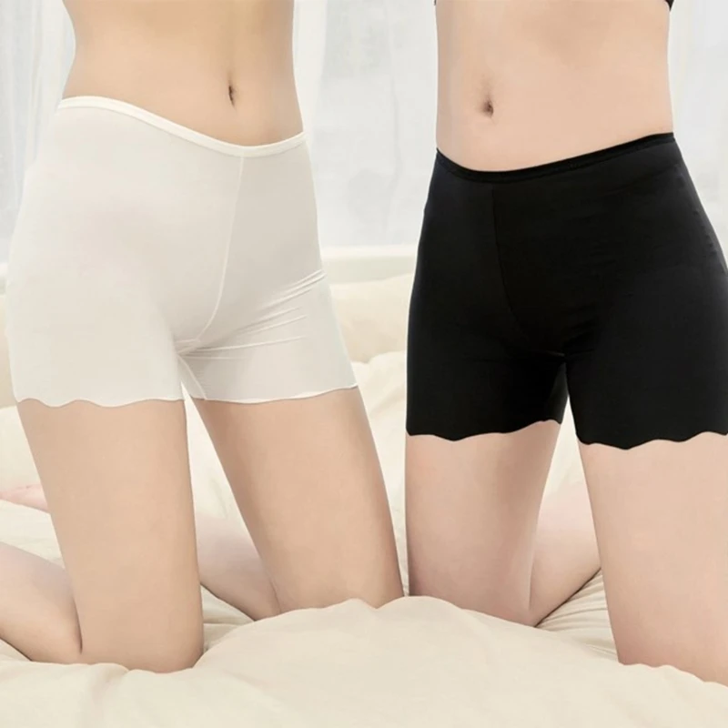 

Women Ice Silk Safety Shorts Slip Shorts Summer Traceless Shorts Under Skirts Shorts Anti Chafing Underwear Boyshorts