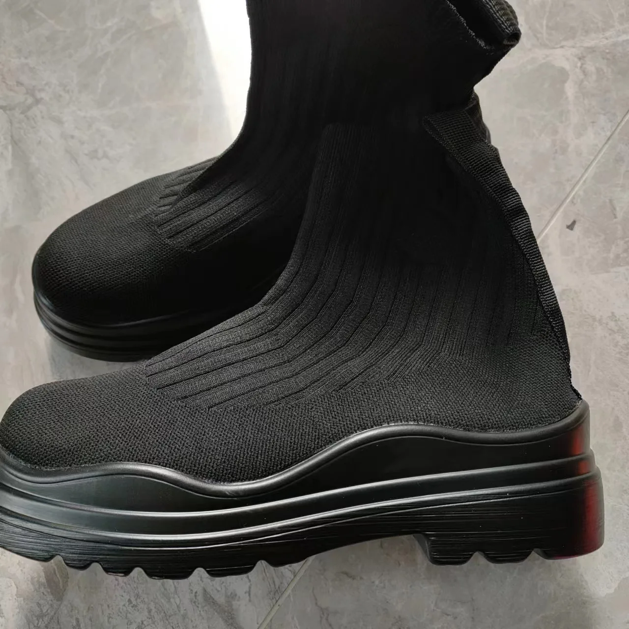 2023 Style Stretchy Fabric Winter Boots Women Shoes Slip on Chunky Platform Heel Ankle Chelsea Fall Boots Womens