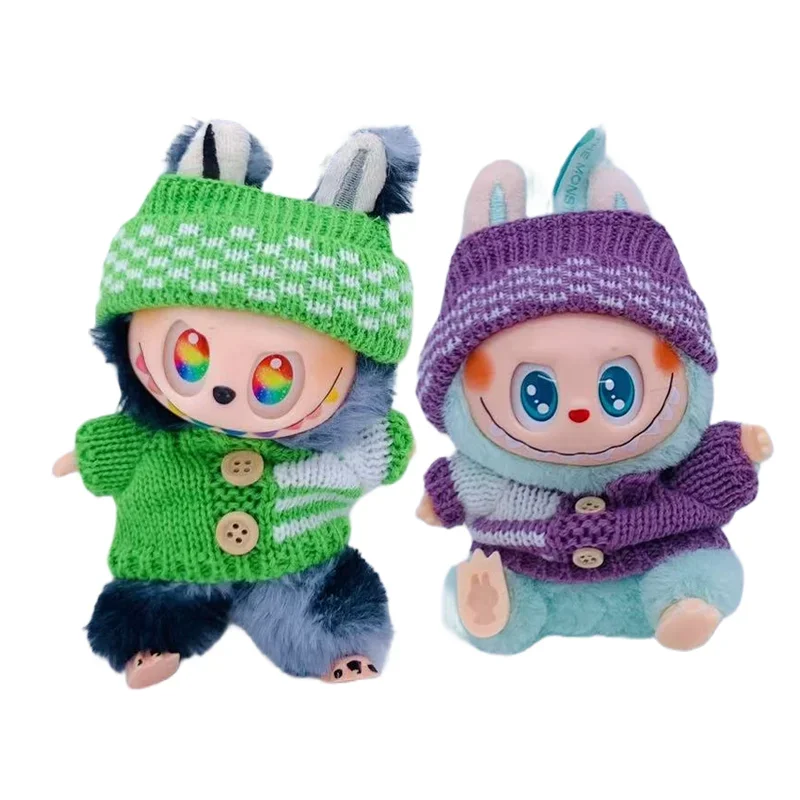 귀여운 봉제 비닐 인형 옷 카와이 스웨터 모자 (라부부 봉제인형용) 10-17cm K팝 인형 액세서리