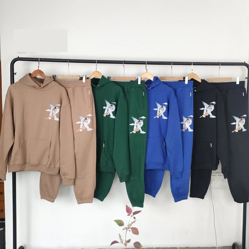 

High Quality American High Street Rep Suits Autumn Winter New Fashion Hoodies Sweatshirts Warm Fleece Rep Pants