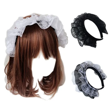 Fasce in pizzo per le donne fascia in pizzo multistrato carino novità copricapo copricapo da donna cameriera Cosplay puntelli per feste