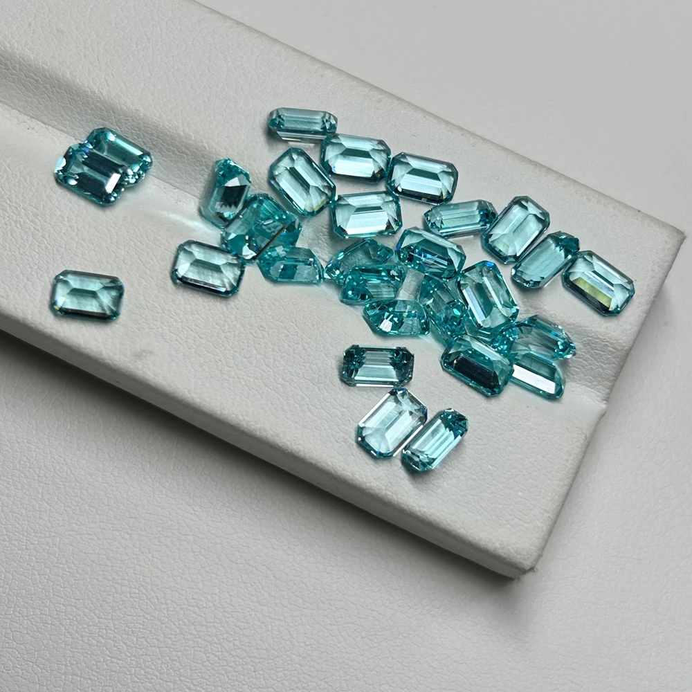 Meisidian 4X6Mm Octagon Taglio Smeraldo Pietra Preziosa Sciolta Laboratorio Creato Pietra Paraiba Per Anello