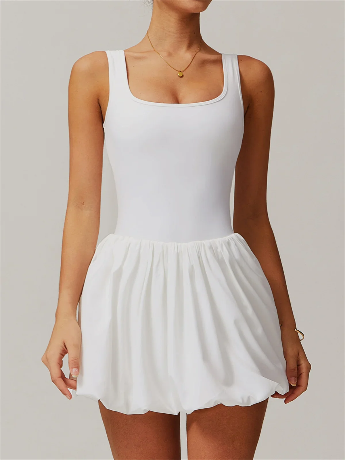 Tennis Golf Wear Dress for Women Fake Two-piece White Backless Pleated Dresses Outdoor Sport Running Breathable Fitness Suit