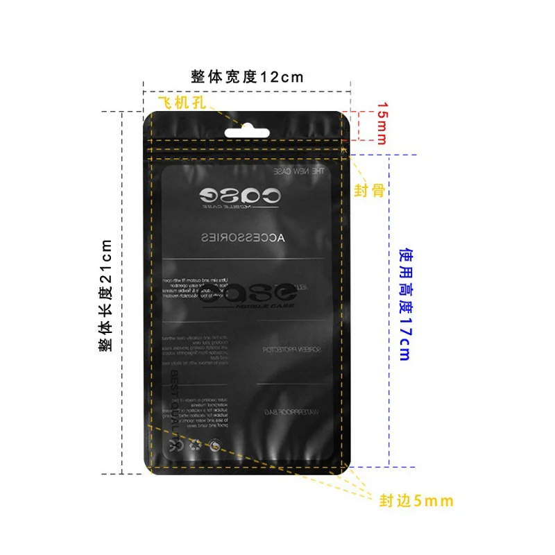 1000 Teile/los Schwarz Handy Fall Abdeckung Einzelhandel Verpackung Paket Tasche für XR 11 12 13 Kunststoff Poly Pack Großhandel – Detail 2