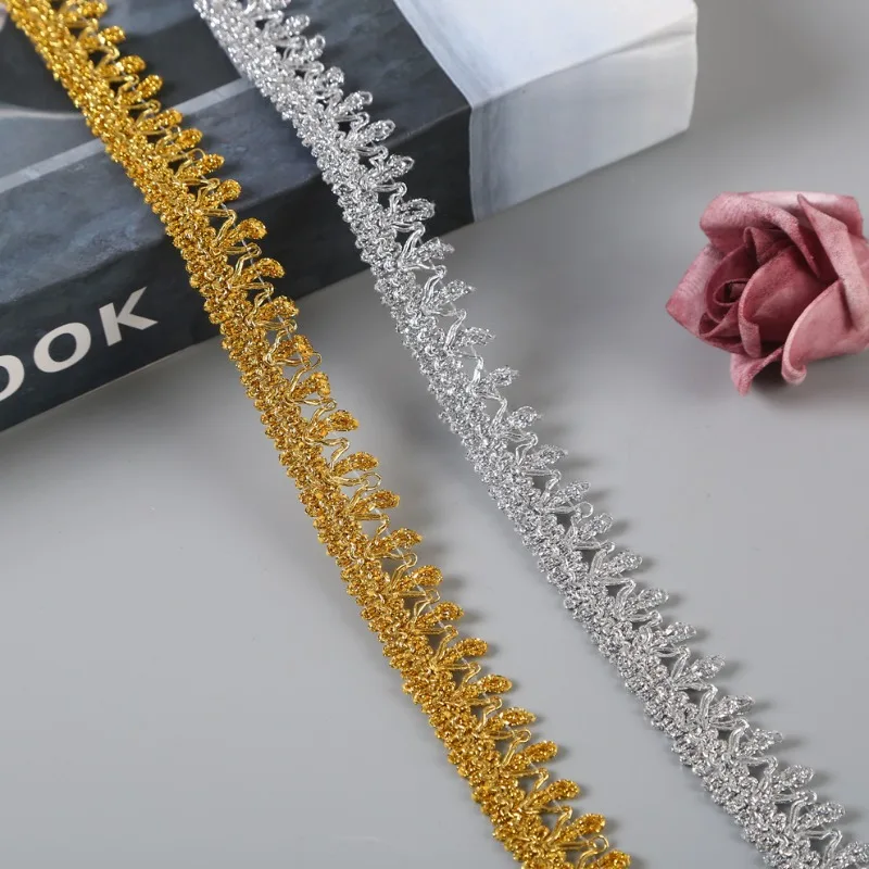 2 Yards Gold Silver Lace Wedding Curtain Decoration Gold Lace Laces for Clothes Sewing Lingerie Trimmings Prom Dresses Trim