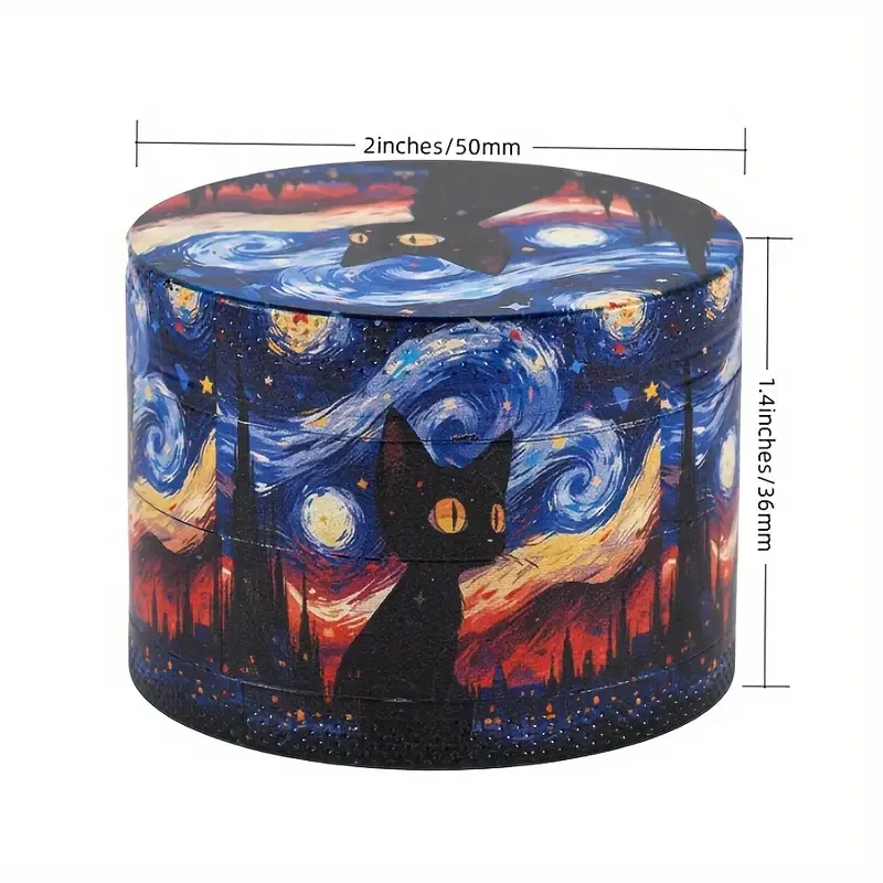 2" Starry Night Black Cat Herb Grinder