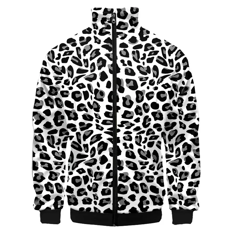 thumbnail image 1 of Chaqueta con cremallera y estampado de leopardo para hombre, moda 3D, manga larga, informal, holgada, estilo Harajuku, con solapa, abrigo de calle, 1 of 4