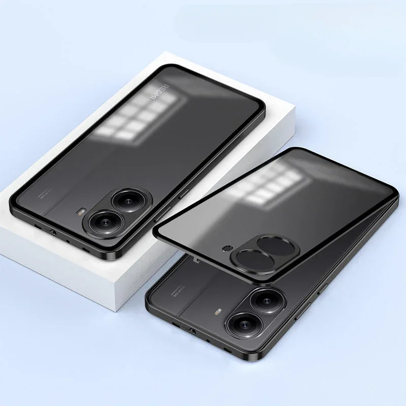Shockproof Aluminium Alloy Matte Acrylic Phone Case - Durable Hard Bumper Cover