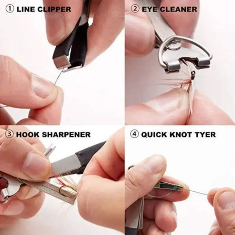 Fishing Quick Knot Tying Tool Fast Line Cutter Nippers Snip Fly Clippers Stainless Steel Portable Scissor Tackle