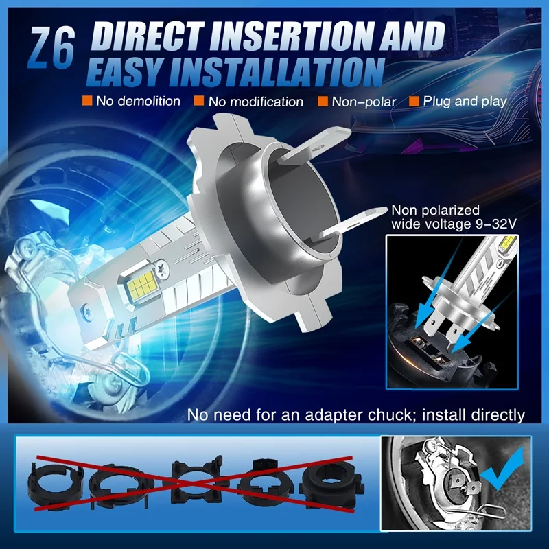 H11 LED 헤드라이트 캔버스 에러 프리 H7 H8 H9 HB3 9005 HB4 9006 H1 LED 라이트 자동차 헤드램프 자동차 라이트 LED 안개등 12V